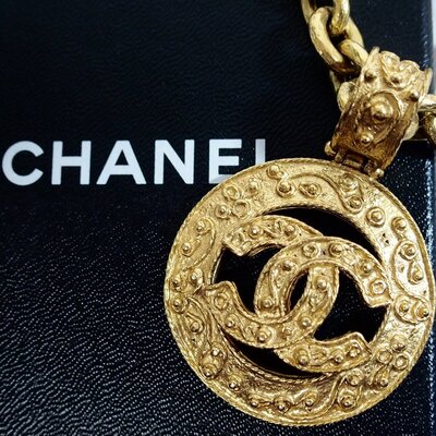 シャネル CHANEL ビンテージ チェーンネックレス 94A ココマーク ゴールド ブランドアクセサリー .jpg